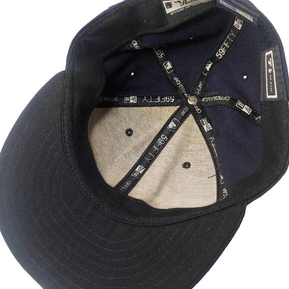 Cleveland Indians Guardians 56Fifty New Era Fitted Cap 7 1/8 Blue Canvas - Picture 6 of 11